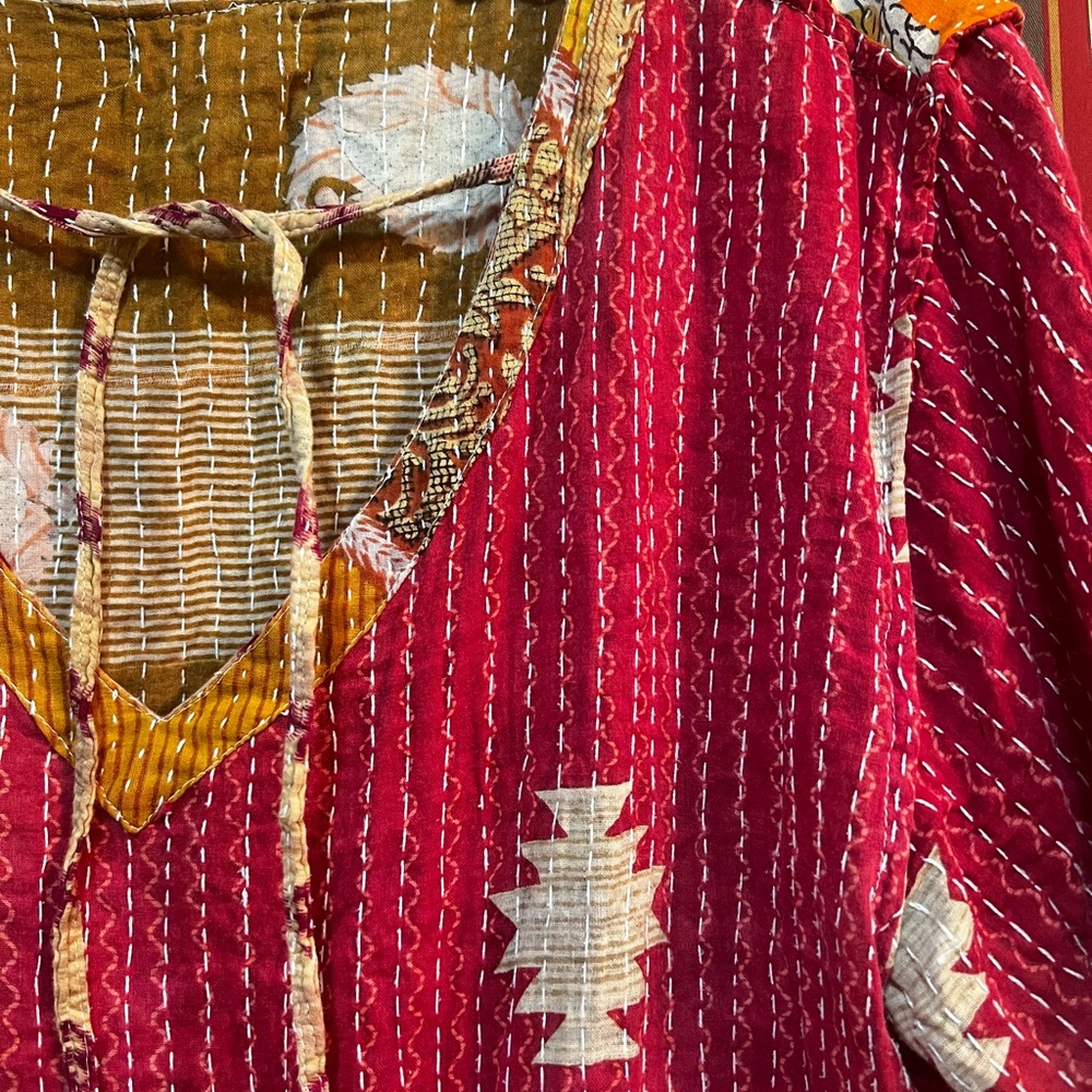 Kantha Bae Reversible! Bohemian Patchwork Top - M… - image 2